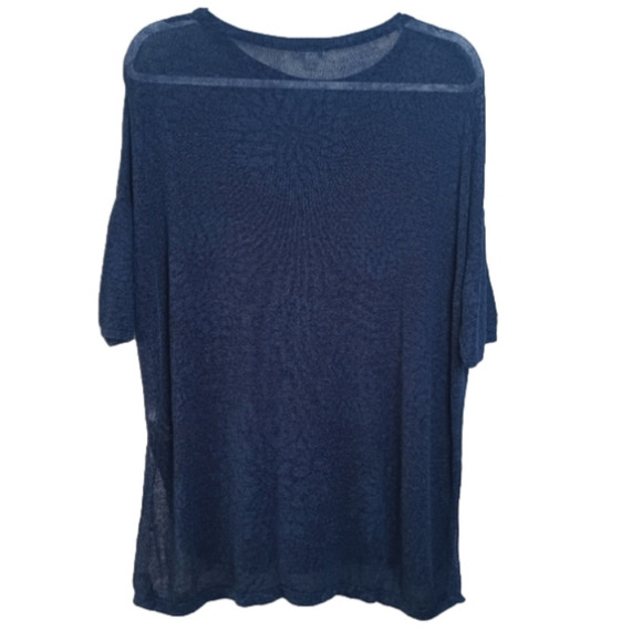 Pure Jill Linen Blend Floral Pattern Oversized Navy Blue Tunic Top Small - Picture 9 of 10